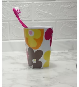 SIA Diş Fırçalık ve macun kabi Kırmızı Papatya 7x7x11cm 300ml