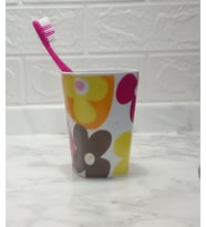 SIA Diş Fırçalık ve macun kabi Kırmızı Papatya 7x7x11cm 300ml
