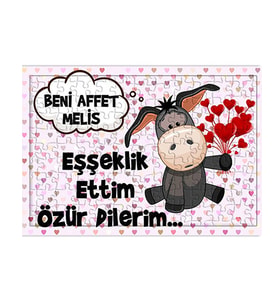 Özür Dileme Hediyesi Eşşeklik Ettim İsim Baskılı Kişiye Özel Puzzle