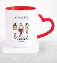 BK Gift Kişiye Özel Mesleki Model Kırmızı Kalpli Kupa Bardak