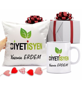 Diyetisyen Bardağı ve Yastığı Hediye Seti (Model 1)