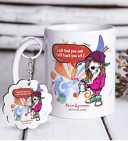 BK Gift Kişiye Özel Resim Öğretmeni Beyaz Kupa ve Anahtarlık Hediye Seti-2 (Model 1)