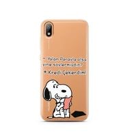Snoopy Tasarımlı Süper Şeffaf Silikon Telefon Kılıfı Huawei Y5 2019