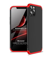 Microsonic Apple iPhone 12 Pro Kılıf Double Dip 360 Protective Siyah Kırmızı