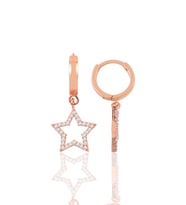 Söğütlü Silver Gümüş beyaz taşlı rose halka modeli küpe