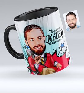 BK Gift Kişiye Özel Bay Patron Karikatürlü Siyah Kupa Bardak  1