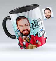 BK Gift Kişiye Özel Bay Patron Karikatürlü Siyah Kupa Bardak  1