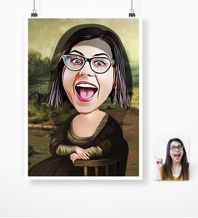 BK Gift Kişiye Özel Mona Lisa Karikatür Poster 50 X 70 Cm