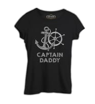 Captain Daddy Siyah Kadın Tshirt