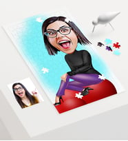 BK Gift Kişiye Özel Kadın Karikatür 240 Parça A3 Puzzle  1