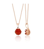 Lotus Çiçeği Garnet Kırmızı Taşlı Kadın Kolyesi Uvps100545