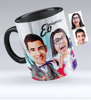 BK Gift Kişiye Özel Evleniyoruz Karikatürlü Siyah Kupa Bardak  6