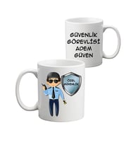Erkek Güvenlik Görevlisine Hediye İsimli Kupa Bardak
