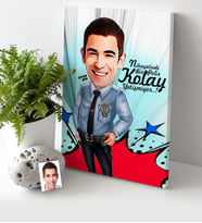 BK Gift Kişiye Özel Bay Polis Karikatür Kanvas Tablo 30x50cm 1