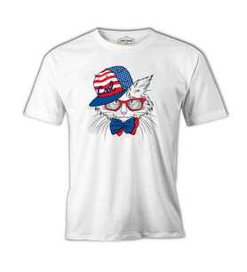 Kedi - Cool Beyaz Erkek Tshirt