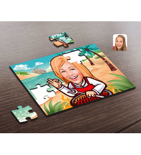 BK Gift Kişiye Özel Kadın Barbekü Chef Karikatürlü Ahşap Puzzle-1