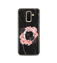 Mermer Çiçekli Harf Tasarım Süper Şeffaf Silikon Telefon Kılıfı Samsung A6 Plus 