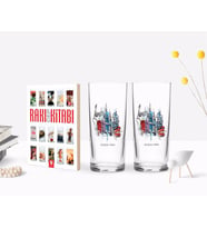 BK Gift Kişiye Özel Renkli Baskılı London Tasarımlı İkili Rakı Bardağı ve Rakı Cep Kitabı Hediye Seti-4 (Model 1)