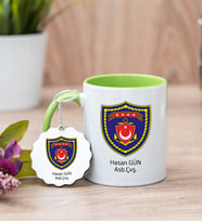 Deniz Kuvvetleri Yeşil Kupa Bardak Ve Anahtarlık Set