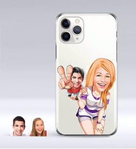 BK Gift Kişiye Özel Sevgililer Karikatürlü iPhone 11 Pro İnce Şeffaf Silikon Telefon Kapağı-30 (Beyaz)