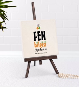 BK Gift Kişiye Özel Fen Bilgisi Öğretmeni Şovaleli Doğal Taş (Beyaz)