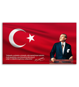 ''Güner Ofis'' Atatürk Tablosu Deri Üzerine Kanvas Tablo 80x130