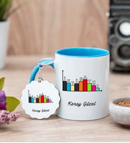 İktisatçı Mavi Kupa Bardak Ve Anahtarlık Set