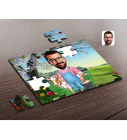 BK Gift Kişiye Özel Çiftçi Karikatürlü Ahşap Puzzle-1