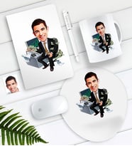 BK Gift Kişiye Özel Bay Bankacı Karikatürlü Defter Kalem Kupa Mouse Pad Seti-2 (Model 1)