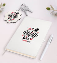 BK Gift Kişiye Özel Yazar Beyaz Defter Kalem ve Anahtarlık Hediye Seti-3 (Model 1)