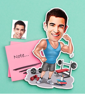 BK Gift Kişiye Özel Bay Sporcu Karikatürlü Ahşap Magnet (Çok Renkli)