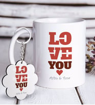 BK Gift Kişiye Özel Sevgililer Günü Beyaz Kupa ve Anahtarlık Hediye Seti-116 (Model 1)