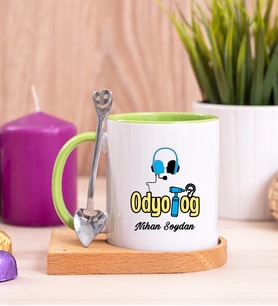Odyolog Ahşap Altlıklı Yeşil Kupa Bardak