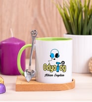 Odyolog Ahşap Altlıklı Yeşil Kupa Bardak