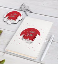 BK Gift Kişiye Özel Yılbaşı Mutlu Yıllar Beyaz Defter Kalem ve Anahtarlık Hediye Seti-1 (Model 1)