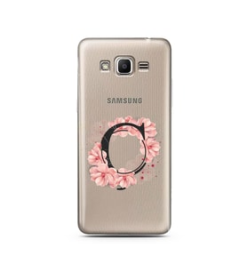 Pembe Çiçekli Harf Tasarım Süper Şeffaf Silikon Telefon Kılıfı Samsung J2 Prime 
