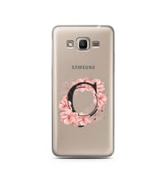 Pembe Çiçekli Harf Tasarım Süper Şeffaf Silikon Telefon Kılıfı Samsung J2 Prime 