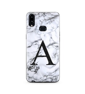Samsung A10s Beyaz Mermer Harf Tasarımlı Telefon Kılıfı A-Harfi 