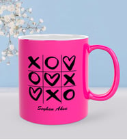 BK Gift Kişiye Özel Sevgili Tasarımlı Fosforlu Pembe Kupa Bardak - 71