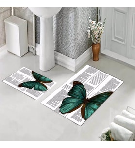Banyo Halısı Ikili Klozet Takımı Kaymaz Tabanlı (60 xm x 100 cm + 40 cm x 60 cm) 