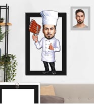 Kişiye Özel Aşçı Karikatürlü 3D Ahşap Tablo 30x47 Bay-5