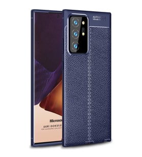 Microsonic Samsung Galaxy Note 20 Ultra Kılıf Deri Dokulu Silikon Lacivert