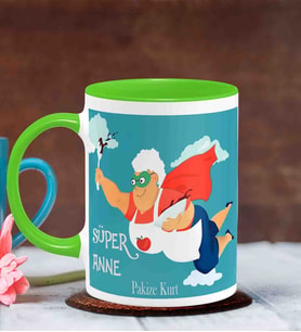 BK Gift Kişiye Özel Anneler Günü Temalı Yeşil Kupa Bardak Y10