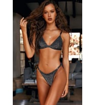 Angelsin Simli Bikini Alt Üst Takım (Siyah)