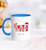 BK Gift Kişiye Özel Yılbaşı Mutlu Yıllar Mavi Kupa ve Kar Tanesi Kolye-2 (Model 1)