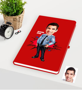 BK Gift Kişiye Özel Bay Polis Karikatürlü Kırmızı Defter - 1