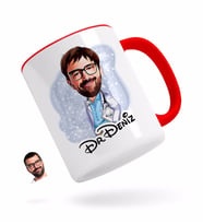 BK Gift Kişiye Özel Erkek Doktor Karikatürlü Kırmızı Kupa Bardak-8