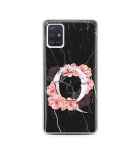 Mermer Çiçekli Harf Tasarım Süper Şeffaf Silikon Telefon Kılıfı Samsung A51 Q-Ha
