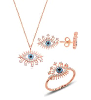 Söğütlü Silver Gümüş rodyumlu zirkon taşlı lareyn kolye küpe ve yüzük gümüş set