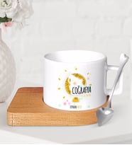 BK Gift Kişiye Özel Coğrafya Öğretmeni Ahşap Altlıklı Seramik Fincan-3 (Beyaz)